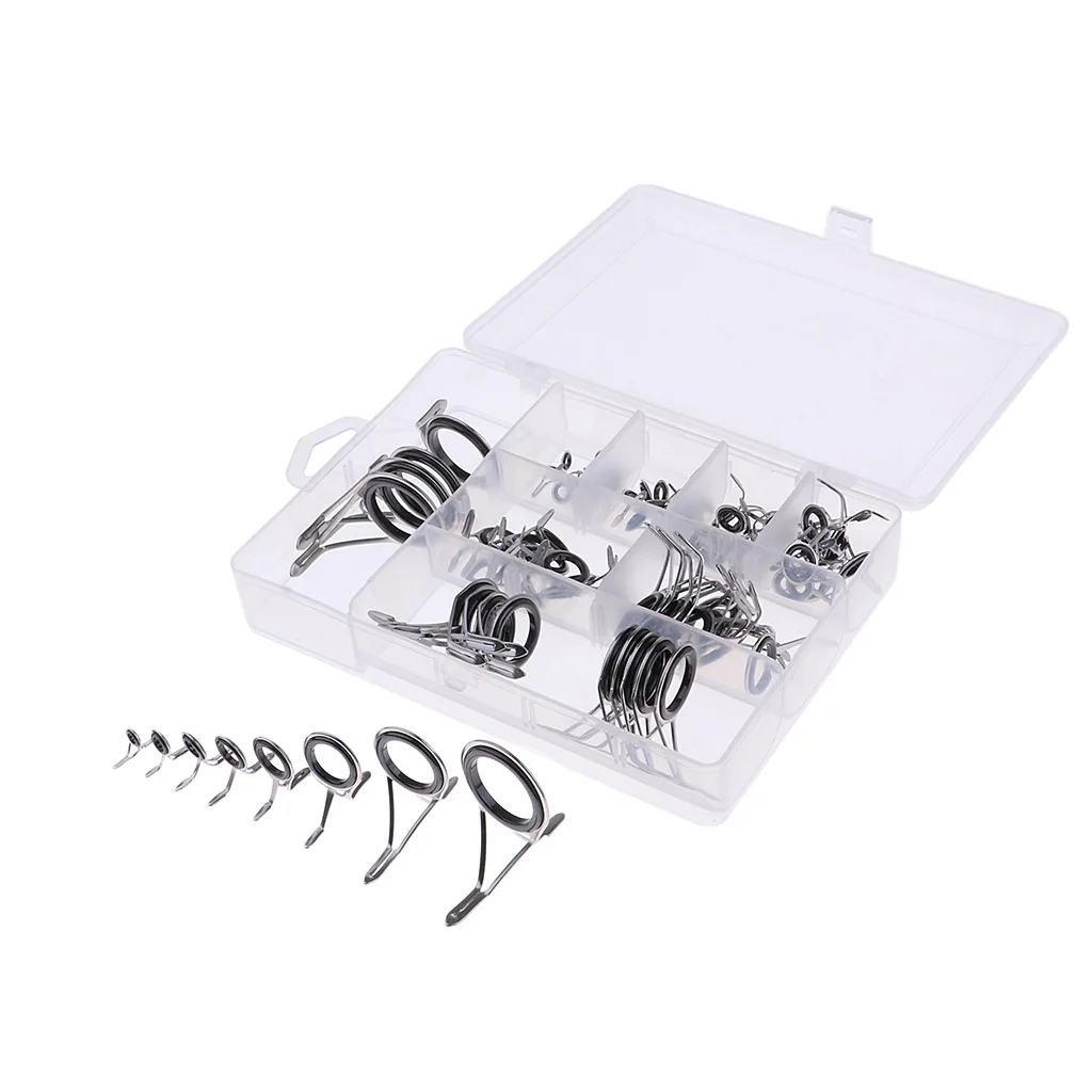 

75pcs Various Sizes Telescopic Sea Fishing Rod Guides Tip Rings Line Rings Stainless Steel Rod Repair Kit Fishing Accessories