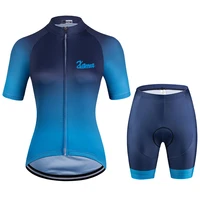 2021xama pro womens black blue gradient color short sleeve cycling jersey sets conjunto feminino ciclismo maillot mujer summer