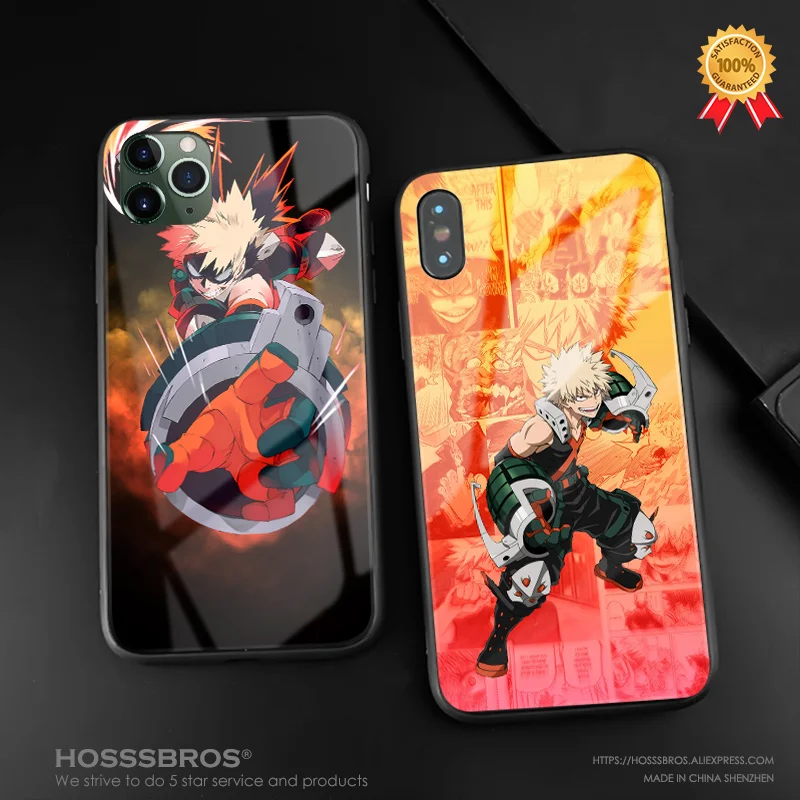 Мягкий силиконовый стеклянный чехол для телефона Katsuki Bakugo Boku no Hero iPhone SE 6 6s 7 8 Plus X XR