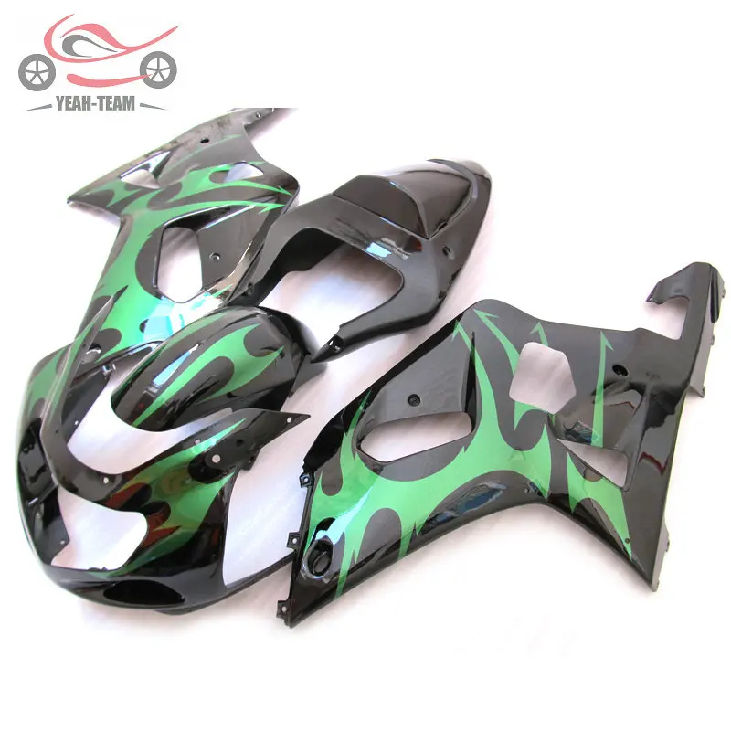 

Комплект обтекателей для Suzuki K1 2001 2002 2003 GSXR750 01-03 GSXR600 GSXR 600 750 green flames комплекты мотоциклетных обтекателей