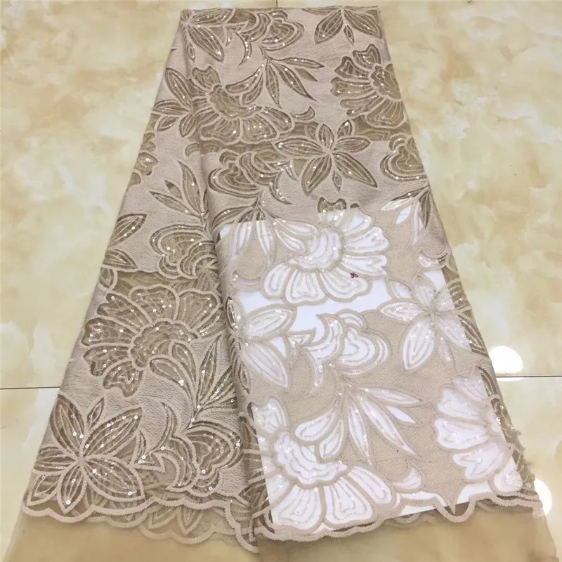 Onion Nigerian gold tulle sequins embroidery Lace Fabric 2020 High Quality African dry voile for French Happy party | Дом и сад