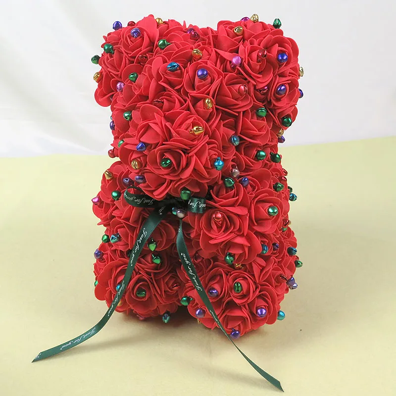 25 см искусственные цветы Роза медведь Стразы колокольчик новый дизайн Тедди для