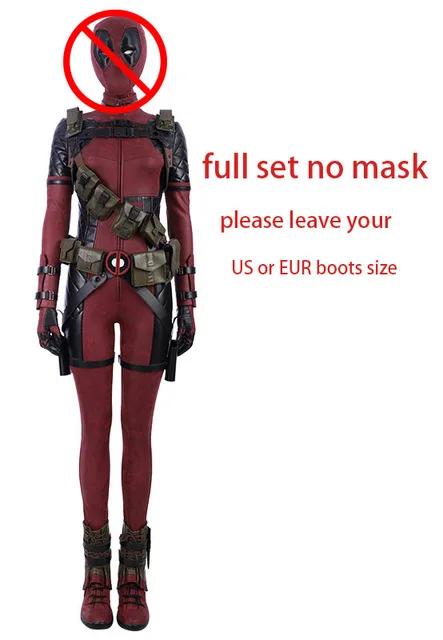 Full set no mask Женский карнавальный костюм Дэдпул, костюм Уэйда Уинстона Вилсона, Женский размер, костюм Дэдпула из искусственной кожи, карнавальный комбинезон для Хэллоуина, вечерние - Цвет: Full set no mask