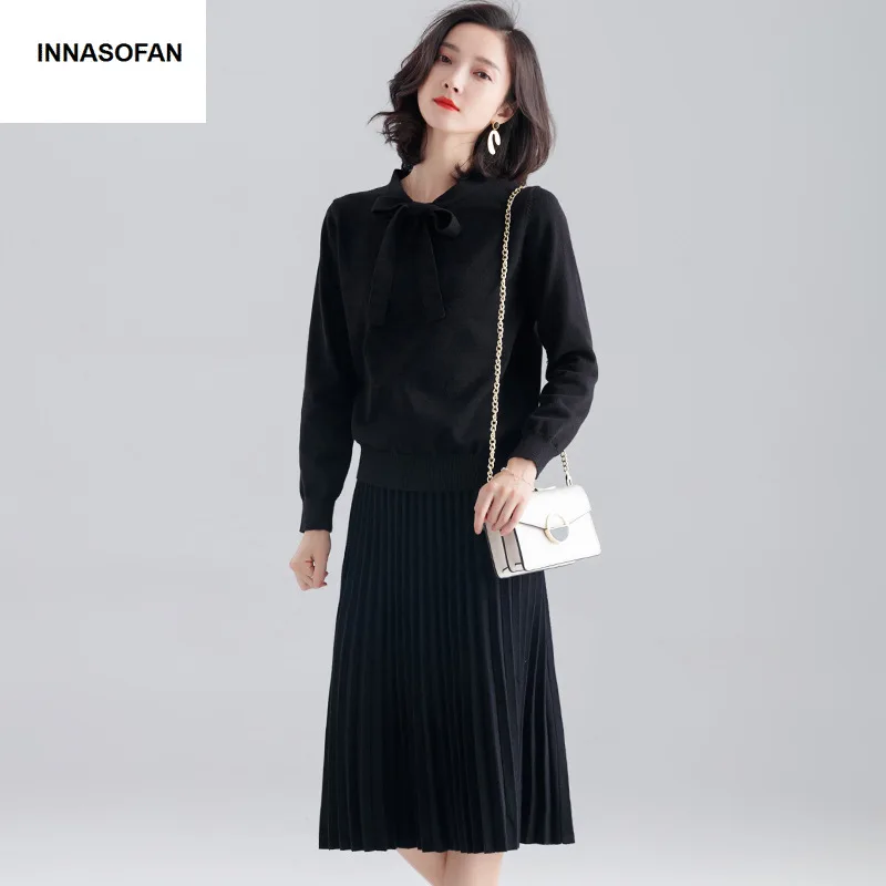 INNASOFAN вязаный костюм женский Осень Зима Евро американский шикарный