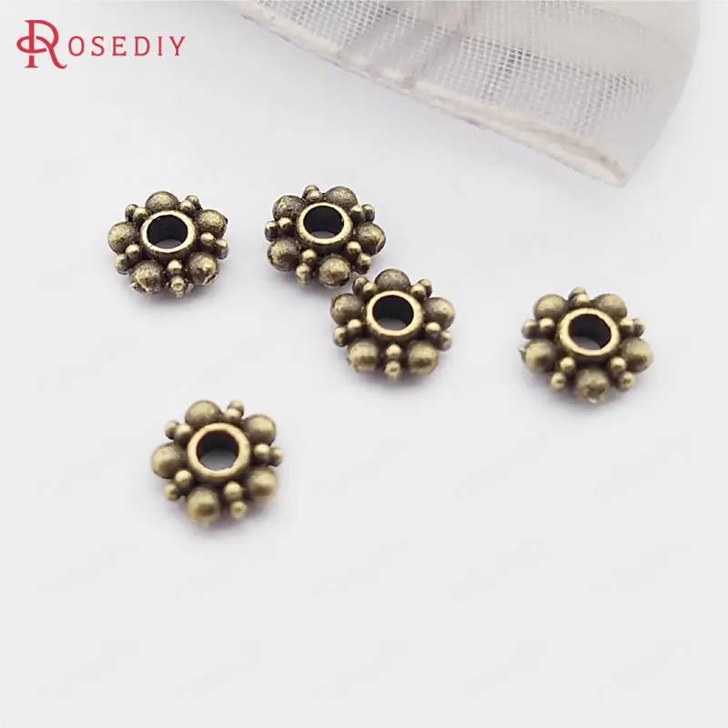 

(30476)100PCS 6MM Antique Bronze Zinc Alloy Snowflake Spacer Beads Jewelry Making Supplies Diy Findings Accessories