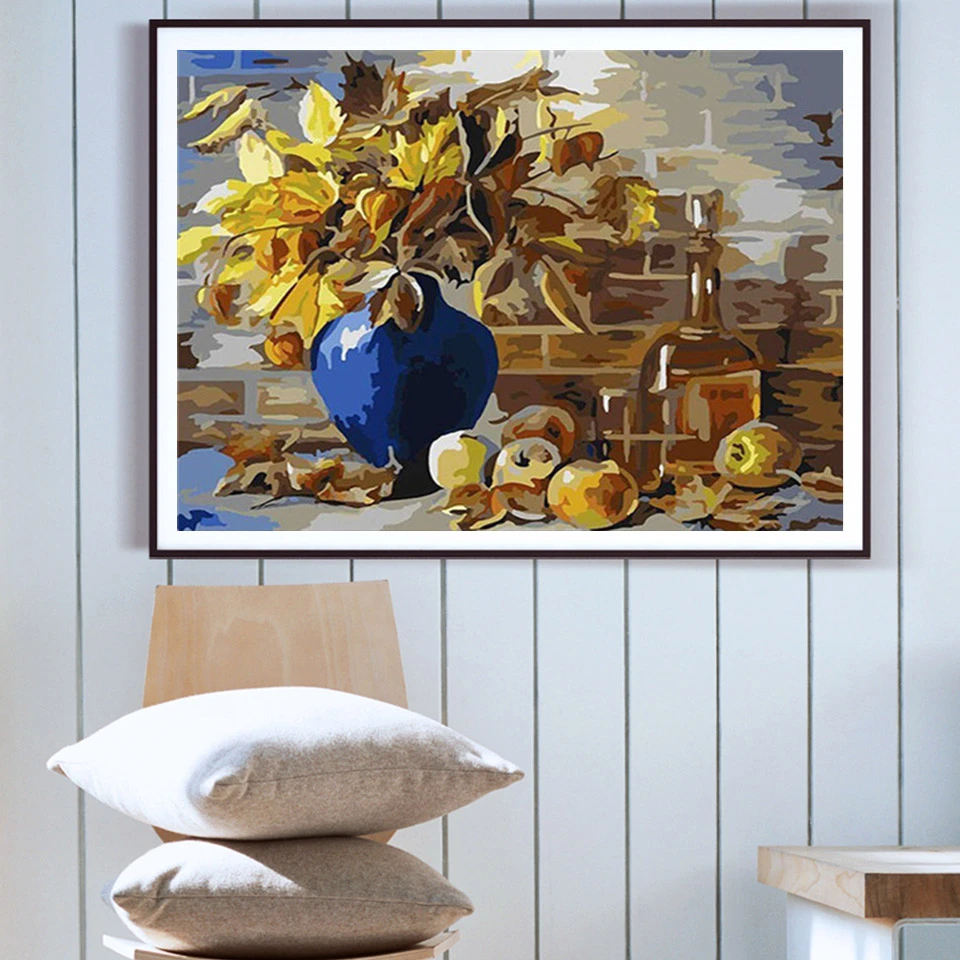 

DIY Framed diamond Painting By Numbers Flowers Vase Pictures diamond embroidery Painting For Living Room Wall Art Home Decor