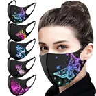 Черная маска для лица в форме бабочки, многоразовые рандомные аниме маски для защиты лица, маска для рта из дышащей ткани для Хэллоуина