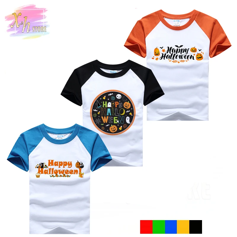 

Halloween T-Shirt Funny print T-shirt Girls Summer Top Boys fashion pumpkin T-shirt