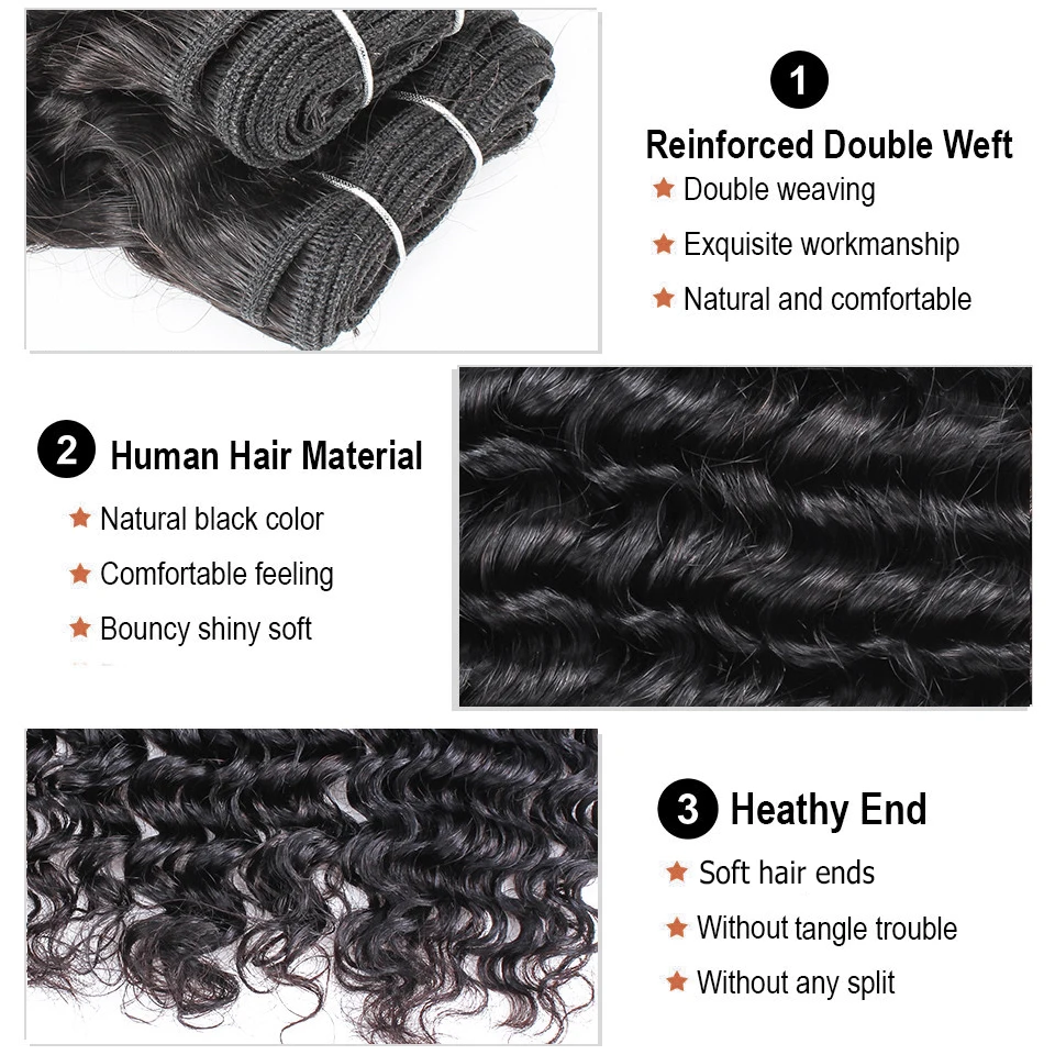 Магнат волосы 4 пряди бразильских волос глубокая волна натуральный черный Цвет 50