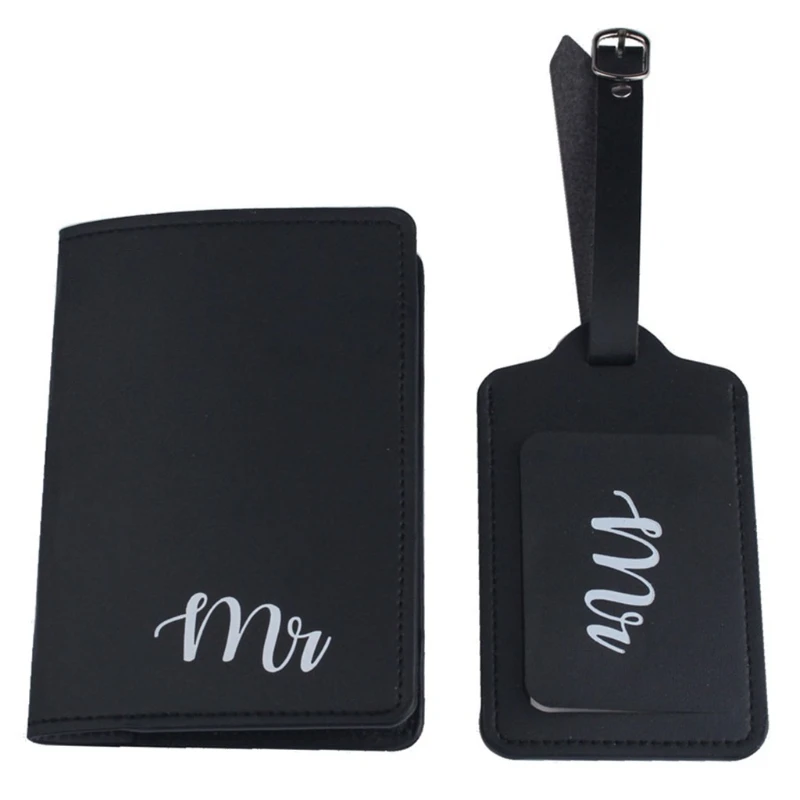 

4Pcs PU Leather Mr Mrs Luggage Tags Passport Covers for Couples Travel Honeymoon Wedding Bridal Shower Gift