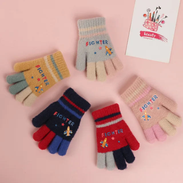 

Wecute Baby Toddler Cartoon Knit Gloves Unisex Children Soft Winter Warm Half Finger Mittens for Kids Boys Girl Fingerless Glove