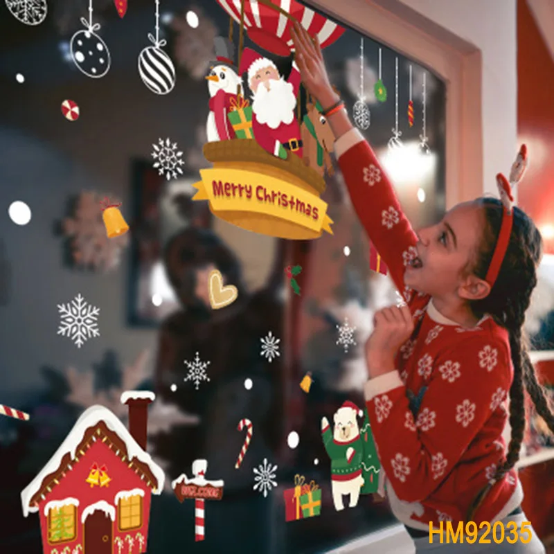 Рождественская наклейки окна Стекло фестиваль стены настенные панно с