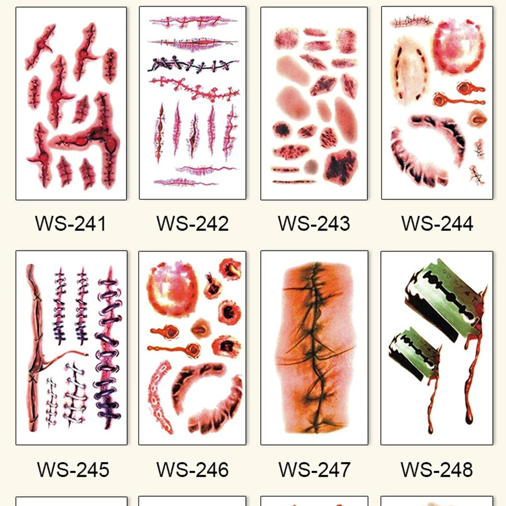 8 шт. Хэллоуин ужас лицевая наклейка тату украшение для лица нож кровяная