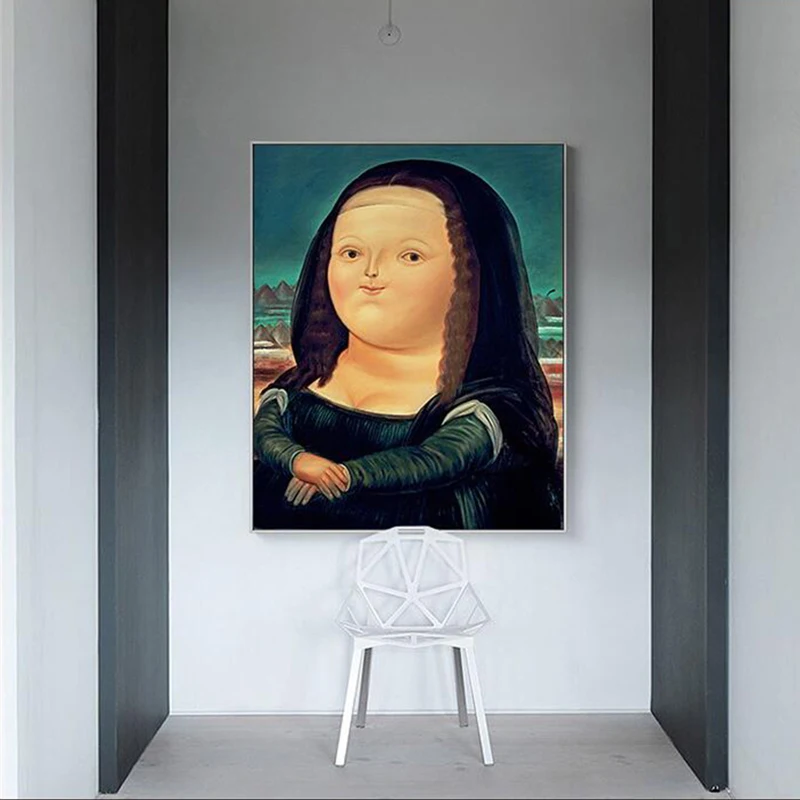 Nordic футболка с забавным мультипликационным принтом жира Мона Лиза холст картины