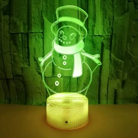 new snowman 3d lamp night light usb colorful touchremote led visual night lamp christmas gift small table lamp for home decor