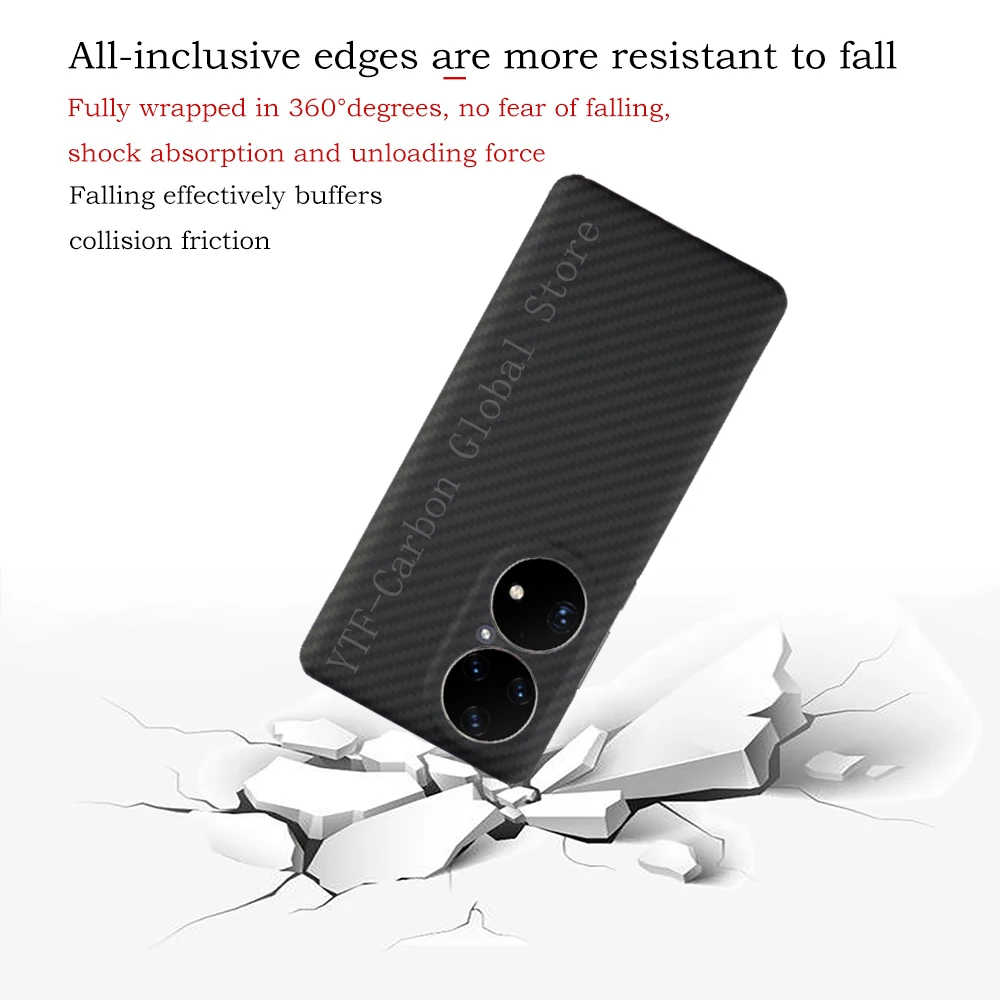Kup Ytf-carbon Naprawdę Carbon Fibre Case Dla HUAWEI P50 Pro Ultra-cienki Anti-drop Aramid Fibre Huawei P50 Telefon Komórkowy Twarda Okładka