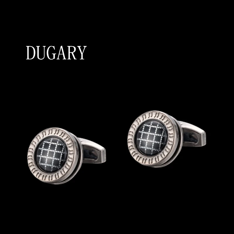 

DUGARY Luxury shirt cufflinks for men's Brand cuff buttons cuff links High Quality Round black abotoaduras Jewelry gemelos