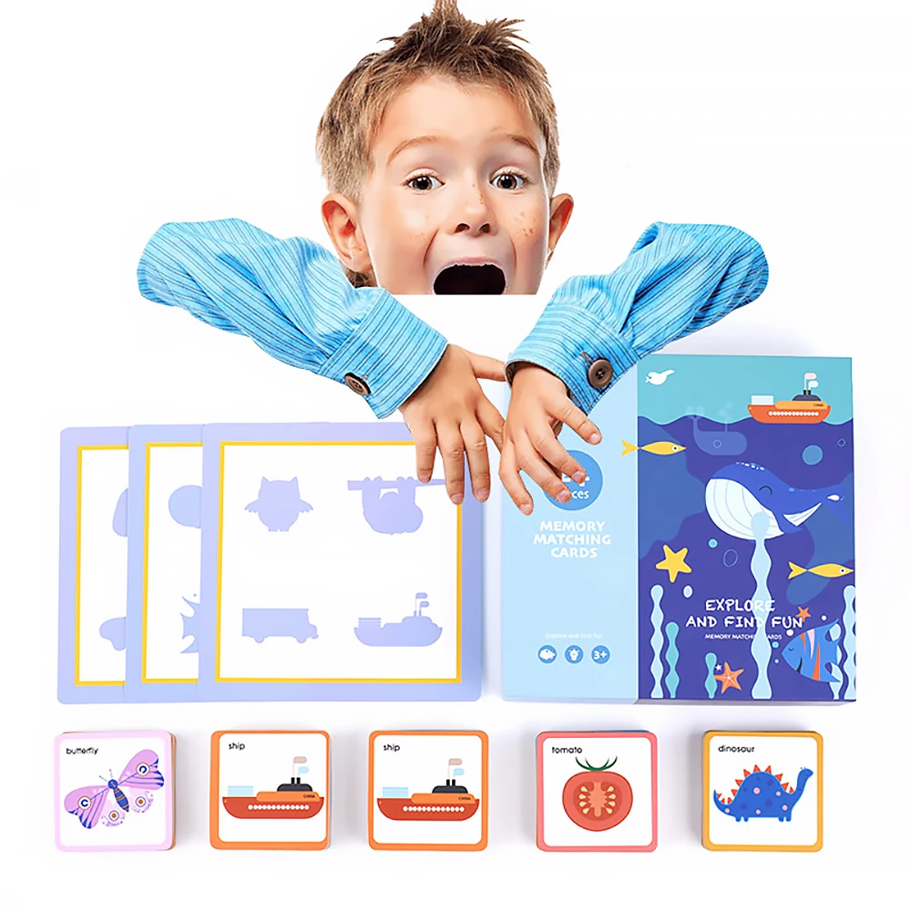 

Montessori Matching Cognitive Building Block Toy Wooden Kids Educational Memory Corresponding Puzzle Looking Shadow Toys Picture