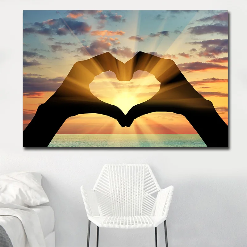 Современная домашняя картина С закатом влюбленный пейзаж настенная роспись