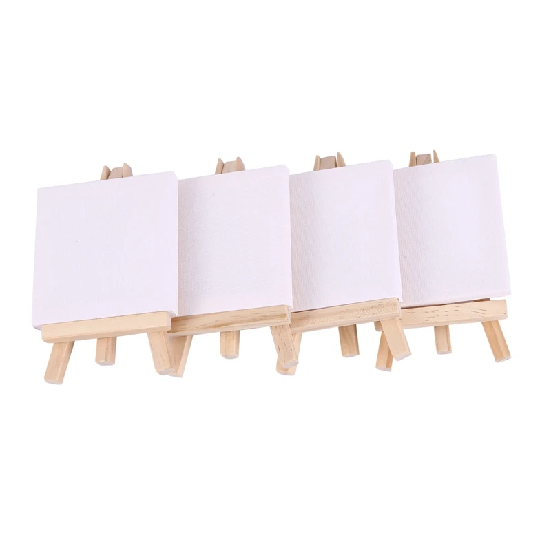 

24Set Artists 5 Inch Mini Easel +3 Inch X3 Inch Mini Canvas Set Painting Craft DIY Drawing Small Table Easel Gift