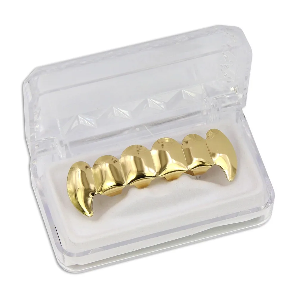 GUCY пользовательский подходят золото посеребренные хип-хоп ЗУБЫ Grillz верхней и нижней вампира зубы-клыки грили Шапки Набор с силиконовым