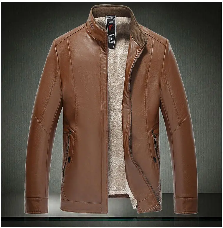 Цвет: желтый MOGU New Winter Fashion Leather Jacket Men L-7XL Thick Suede Solid Leather Jacket Casual Faux Fur Coat - Цвет: Цвет: желтый