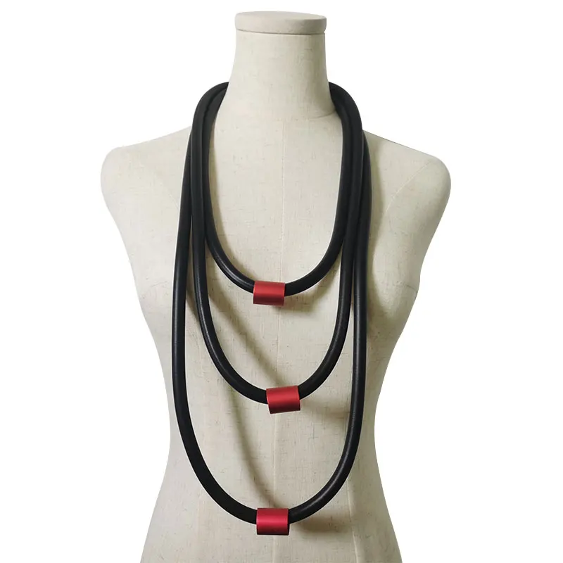 Yd & Ydbz Multi Layer Zwart Lederen Touw Ketting Voor Vrouwen Fashion Dikke Link Rubber Kettingen Gothic Handgemaakte Sieraden Gift Yd & Ydbz Multi Layer Zwart Lederen Touw Ketting Voor Vrouwen Fashion Dikke Link Rubber Kettingen Gothic Handgemaakte Sieraden Gift