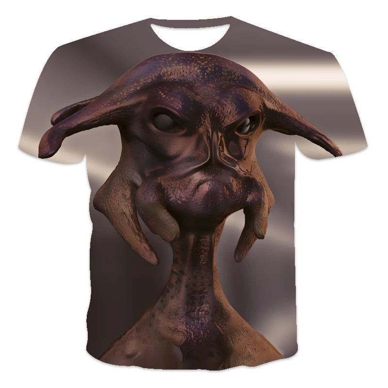

Men's summer 3D printed D alien T-shirt Hip Hop style large T-shirt cross style O collar short sleeve men's clothing XXS-6XL