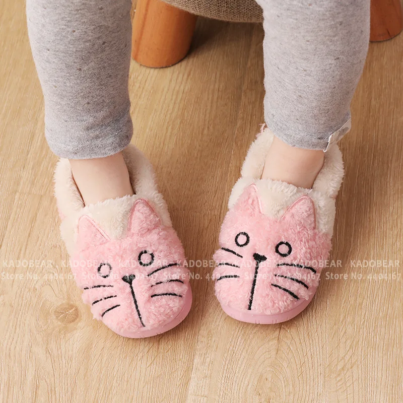 Домашние шлепанцы для мальчиков и девочек детские плюшевые зимние теплые