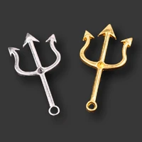 12pcs gold color silver color weapon trident pendants retro earrings metal accessories diy charms jewelry crafts making a1249