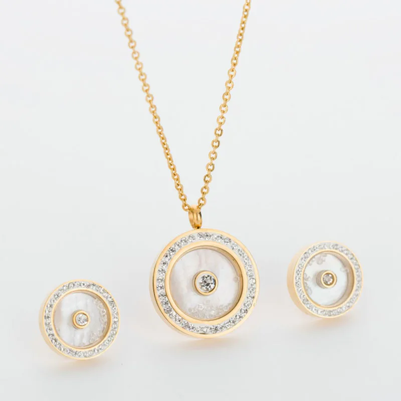 Комплект из колье и серёг нержавеющей стали 316L|wedding jewelry sets|jewelry setscrystal |