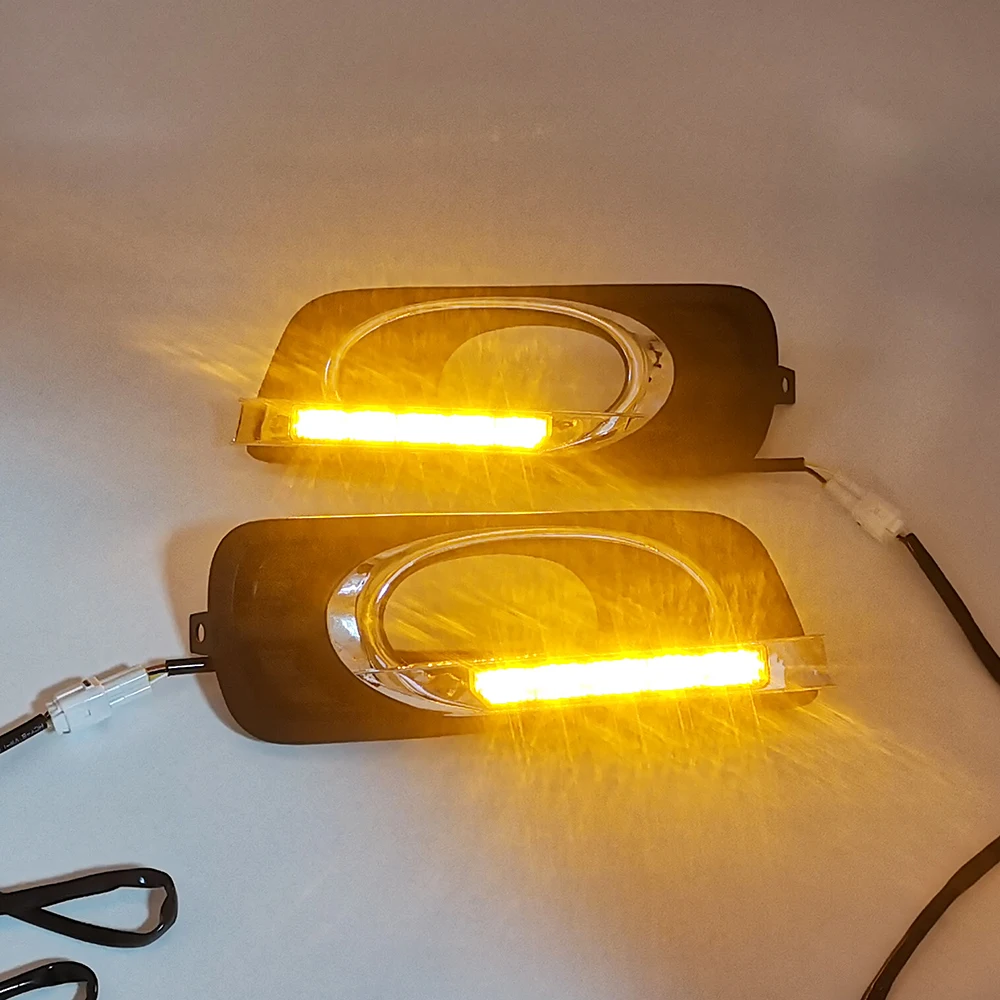 

Turn signal Yellow flashing Car LED Day Lights DRL LED Daytime Running Lights for Honda City 2012 2013 2014 Replace Fog Lamp 12V