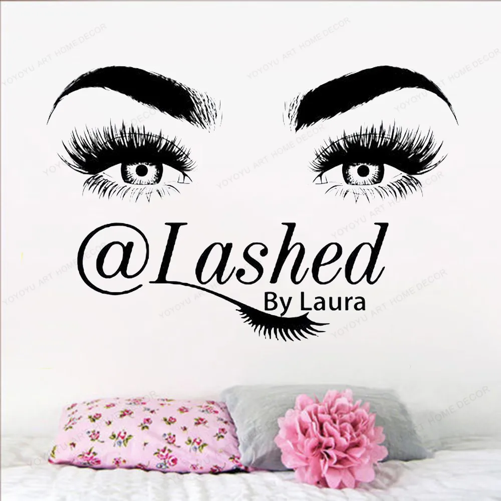 

Eyelashes Custom wall decal Salon Beauty wall sticker Lashes Brown Art mural removable HJ1075