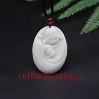 natural white green jade buddha pendant necklace chinese hand carved charm jewelry accessories fashion amulet for men women gift