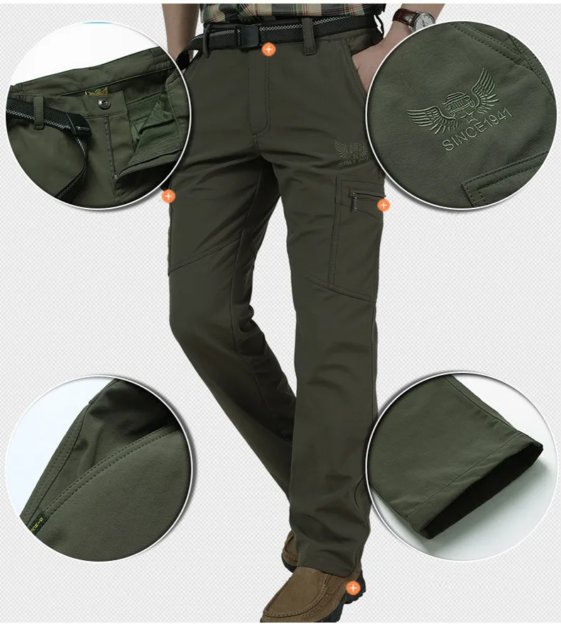 

Tactical Wool Pants for Men Winter Warm Military Load Pants SoftShell Work pants Thick Shark Skin Warm Warm Waterproof Pants
