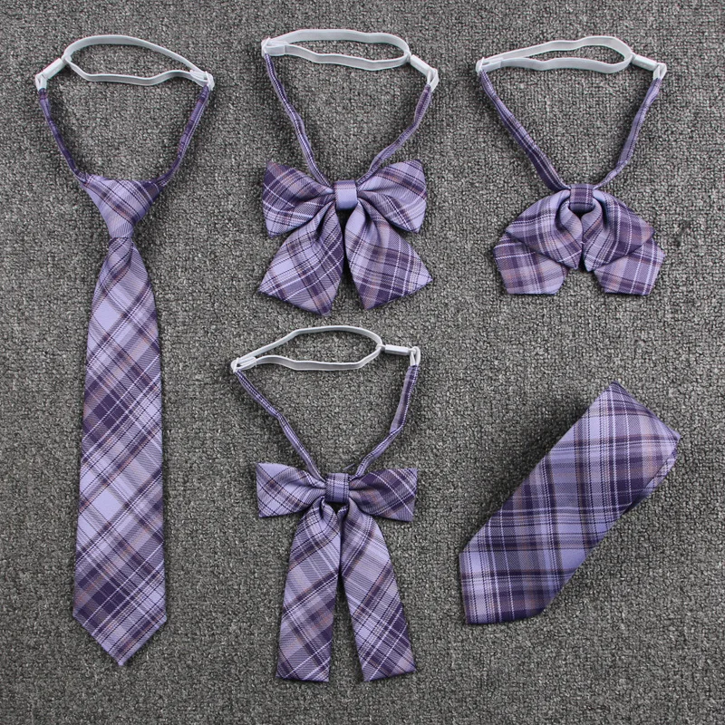Фиолетовый галстук-бабочка JK в клетку, школьная форма, аксессуары для студентов, японский милый галстук-бабочка для девушек
