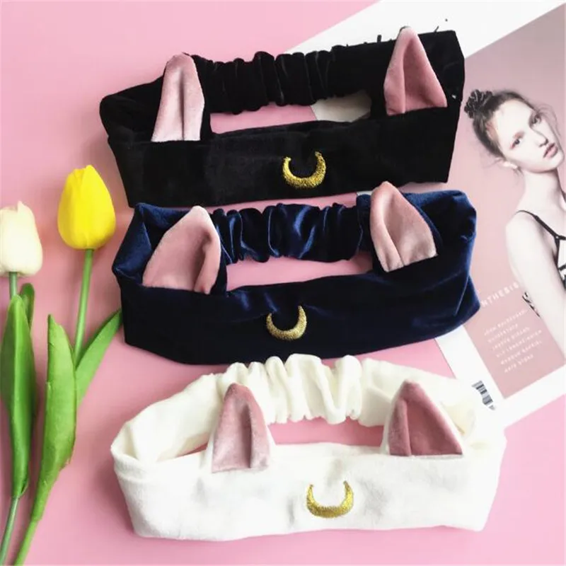 

Sailor Moon Luna Cat Ears Hair Band Hair Accessory Headband Cosplay Cute Face Washing Clean Makeup Tool Lolita Headwear A856