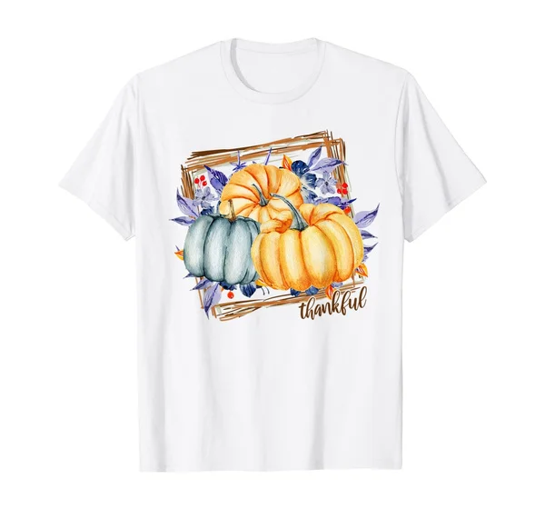 

Thankful With Pumpkin Fall Autumn Thanksgiving Gift T-Shirt