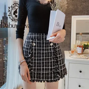 Юбка-мини Dabuwawa женская, клетчатая, с высокой талией, на пуговицах, для осени и зимы, трапециевидная, DT1DQK003