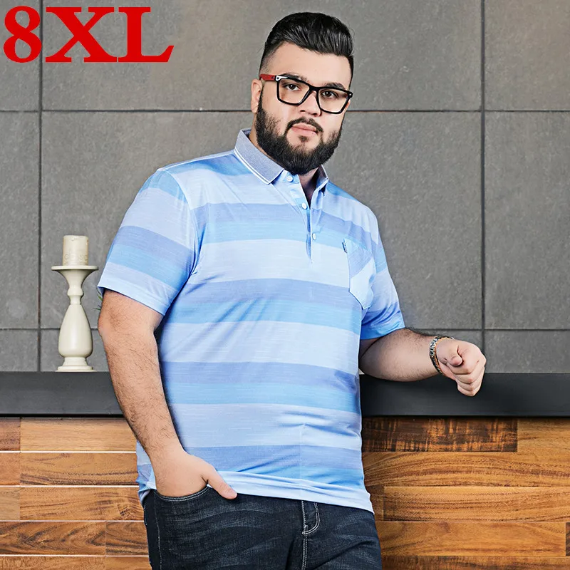

Размер высокое качество 8XL плюс 7XL Новая модная полосатая Мужская брендовая одежда с коротким рукавом мужские повседневные рубашки поло