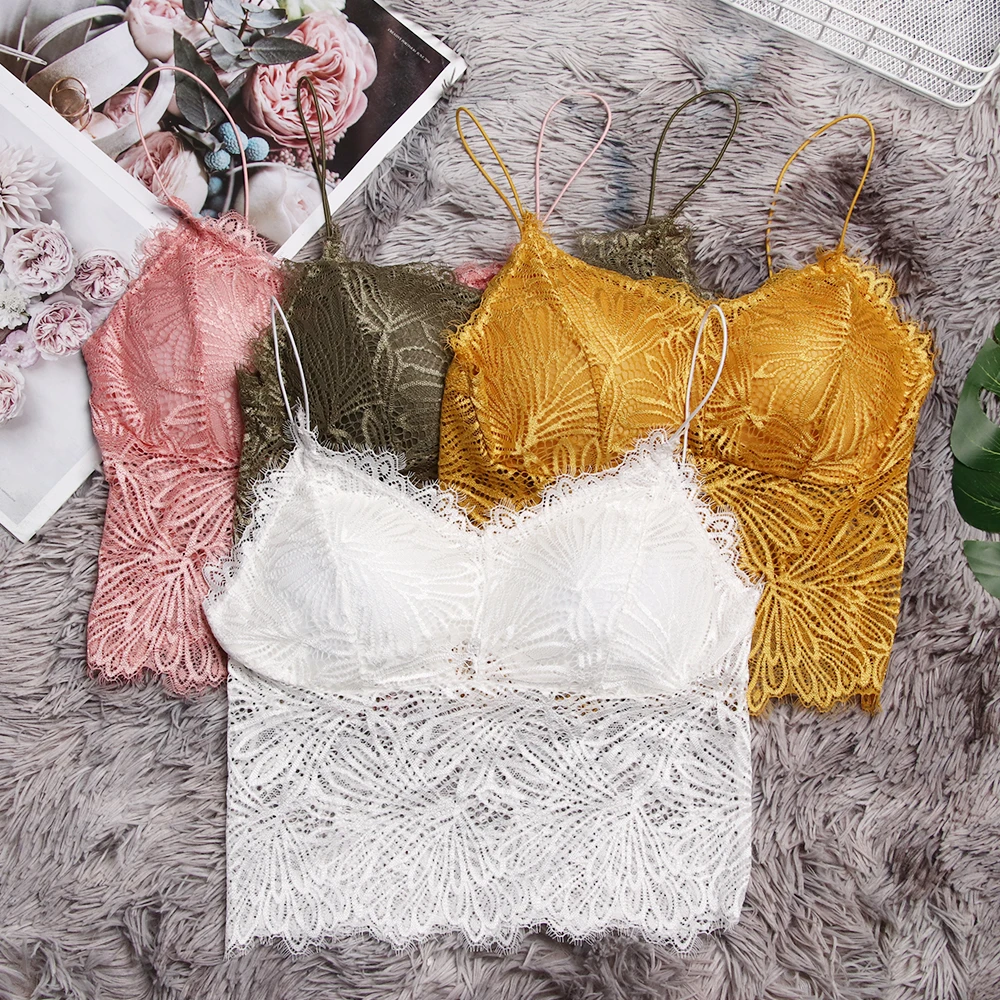 Сексуальное женское нижнее белье без рукавов кружевной бюстгальтер с цветочным