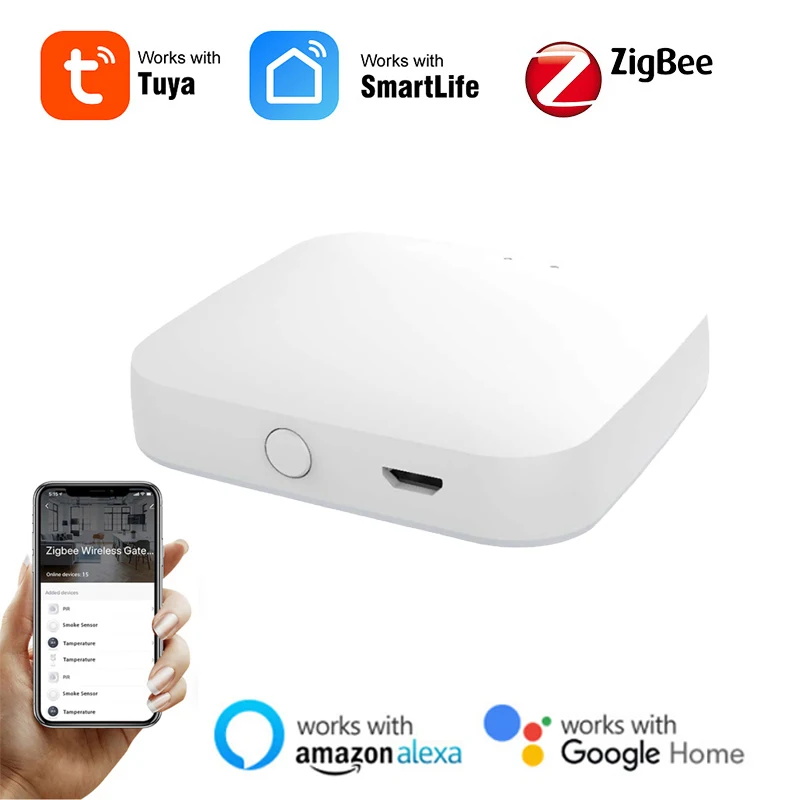 

Tuya ZigBee Smart Gateway Multi-mode ZigBee Bluetooth Mesh Hub Work with Tuya Smart Life App Voice Control via Alexa Google Home