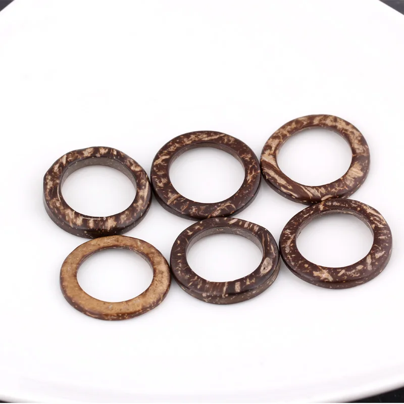 10 шт./лот 30 мм Натуральная Кокосовая оболочка толстое круглое кольцо для