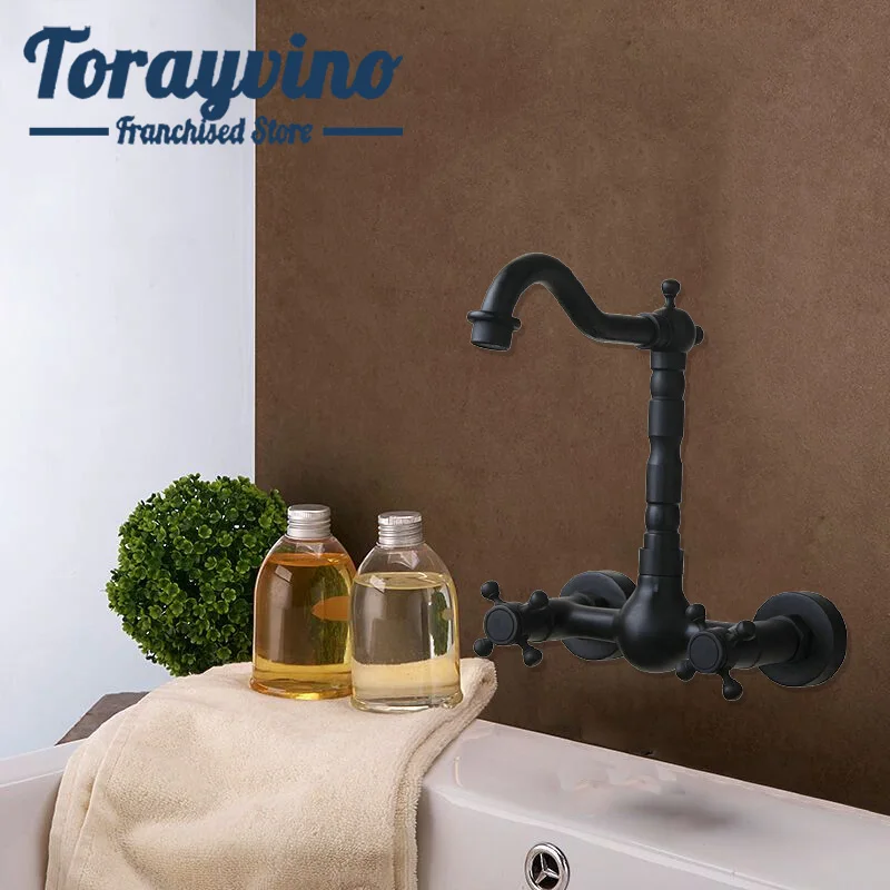 

Bathroom Faucet Basin Torneiras bathtub tap Oil Rubbed Bronze Black Sink Faucets Hot & Cold Mixer Tap Double Handles tap