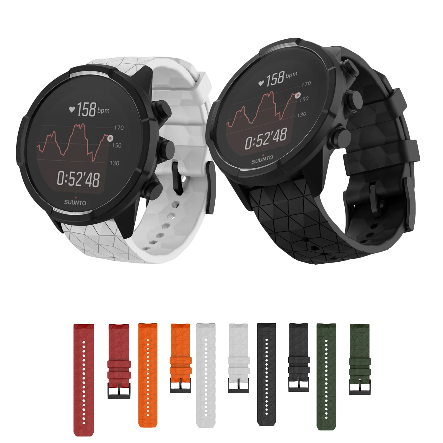 

For Suunto 9 / 9 Brao Smart Watch Sport Soft Silicone Replacement Watchband Strap Bracelet High Quality Watches Accessories