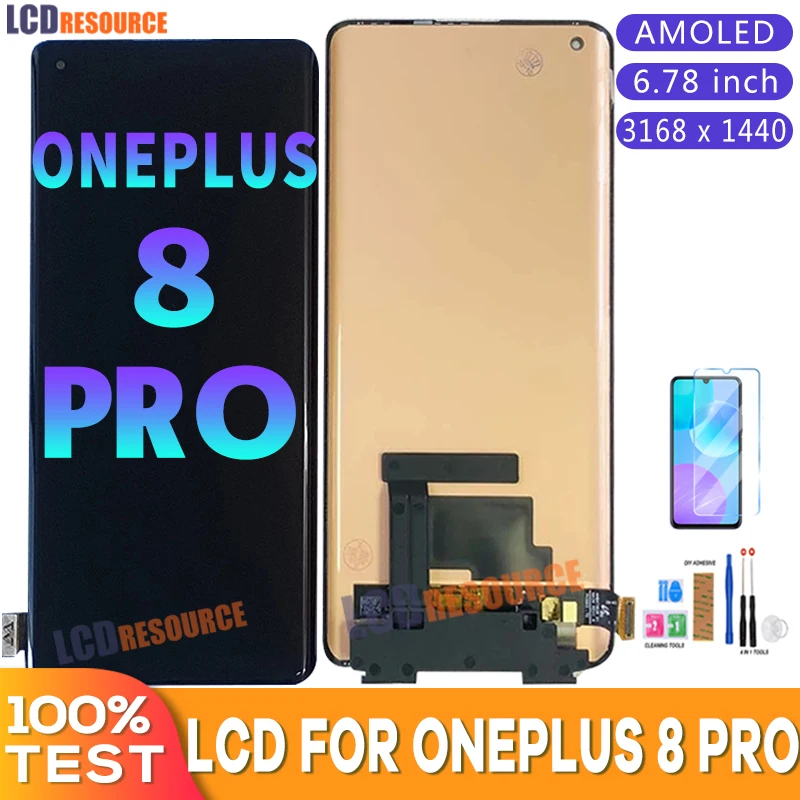 Pantalla LCD Amoled AAA + para Oneplus 8 Pro, repuesto de digitalizador de Panel t&aacute;ctil, para one plus 8 pro, IN2023, IN2020, IN2021-0