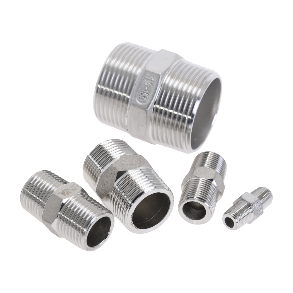 

1/8" 1/4" 3/8" 1/2" 3/4" 1" Pipe Fitting BSP Male To Male Thread Hex Nipple Threaded Equal Adapter Joint Stainless Steel 304