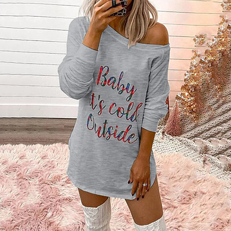

Autumn New Style Long-sleeved Round Neck Ladies T-shirt with European and American Letters Printing
