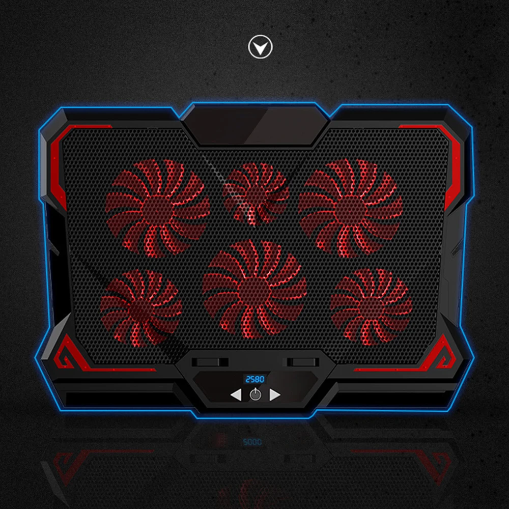 

17inch Gaming Laptop Cooler fans Cooler Cooling Pad Six Fan Led Screen Two USB Port 2600RPM Laptop Cooling Pad Notebook Stand