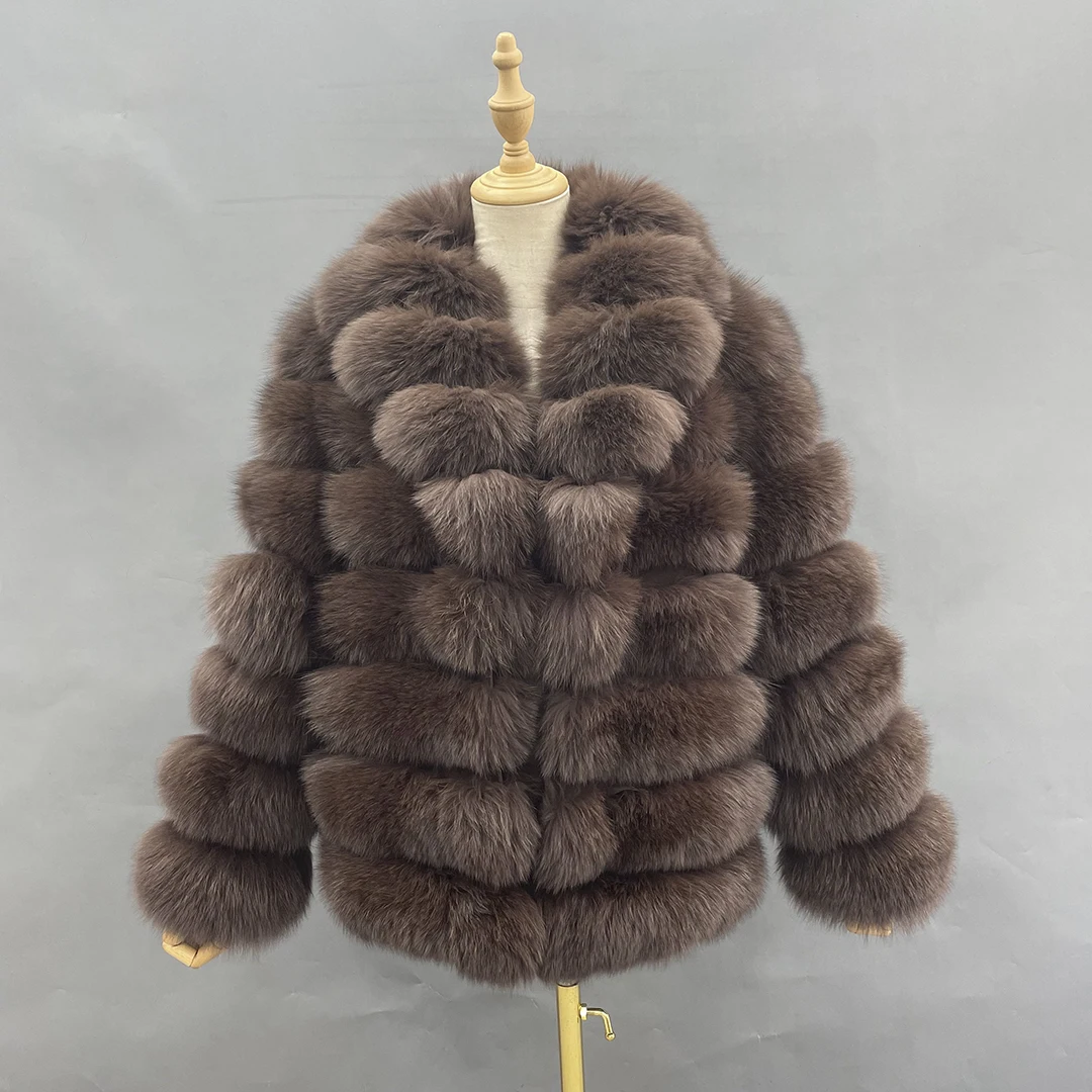 MISSJANEFUR Winter Jacket Women 2021 Fur Coat Real Luxury Big Fur Collar Thick Warm Black Fox Fur Jacket Female 5XL Wholesale enlarge